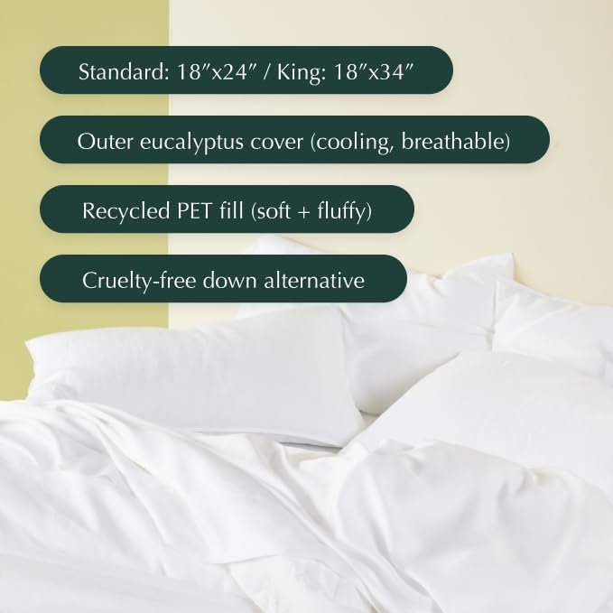 Miniatura 2 de Buffy Almohada Cloud para dormir, eucalipto fresco al tacto, relleno alternativo al plumón, almohadas suaves y de apoyo, tamaño Queen (Queen