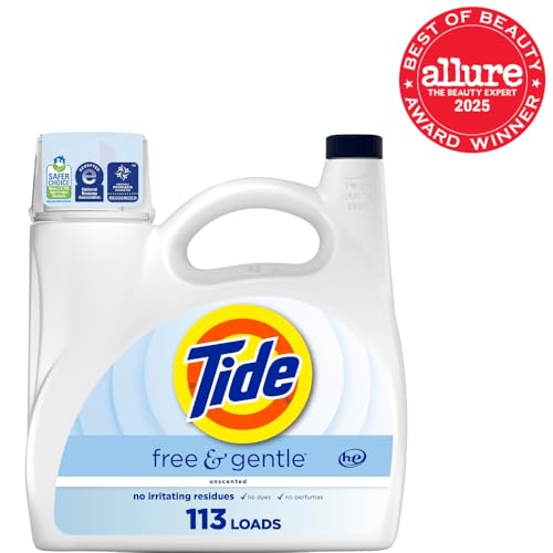 Tide Free & Gentle Liquid Laundry Detergent, 113 Loads, 149 fl oz, Tide Laundry Detergent, Clean Laundry Detergent image 2