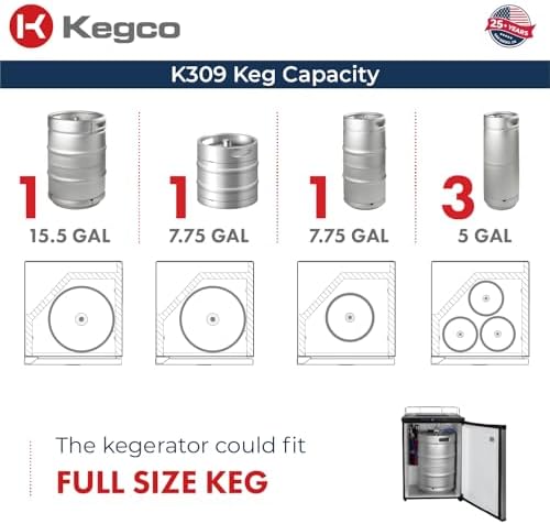 Kegco 3PK309SS-2 24 Dual-Tap Stainless Steel Digital Kegerator Deep Chill Function, Converts to Fridge