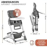 hauck Baby Hochstuhl Grow Up mit Liegefunktion ab Geburt - Babystuhl mit Tisch, Rollen, klappbar, mitwachsend und höhenverstellbar - Grau Melange