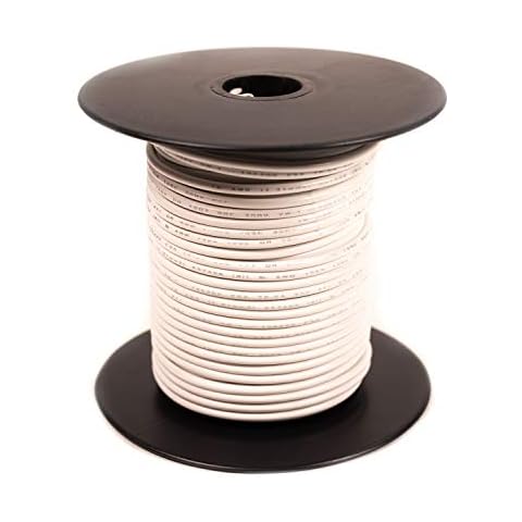Rebuild Skills 22GA Gauge 300V Tinned Copper UL1007 Single Conductor, Multi Stranded Hook Up Wire - (100' ft, White) Cover