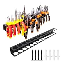 PARFCO Schraubenzieher Halterung, 40 cm Wandhalterung Werkzeug, 14 Löcher Werkzeug Wandhalterung, mit Schrauben und Expansionsrohr, Schwarzer, für Garagen, Werkstätten und Werkbänke