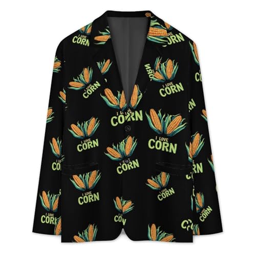 I Love Corn Mens Suit Jacket Lapel Blazers V Neck Button Business Coat Tuxedo for Wedding Party3