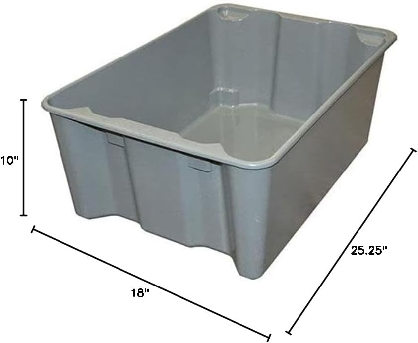 Molded Fiberglass Toteline Nest and Stack Tote 7806085172 - 25-1/4" x 18" x10", Gray - Lot of 5