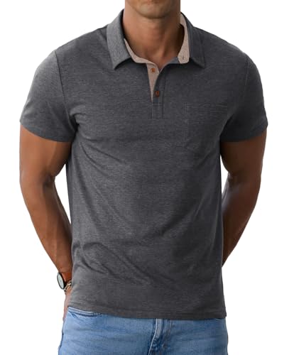 Image of Sailwind Men's Cotton Polo Shirts Short Sleeve Casual Summer Shirts Classic Collared Golf Shirt with Pocket