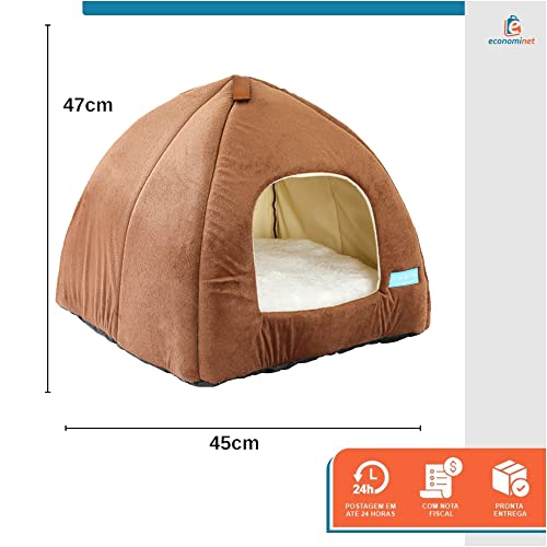 Cama Casa Toca Iglu Tenda Caminha Cabana para Cachorros e Gatos Pet 47cmx45cm - Duke & Dixie (Marrom