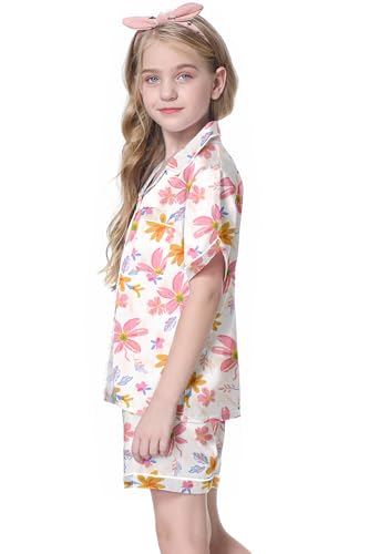 Image of Girls & Womens Satin Pajamas Set, Silk Button-Down Sleepwear 2 Piece Nightwear, 3 Years - Women XXL
