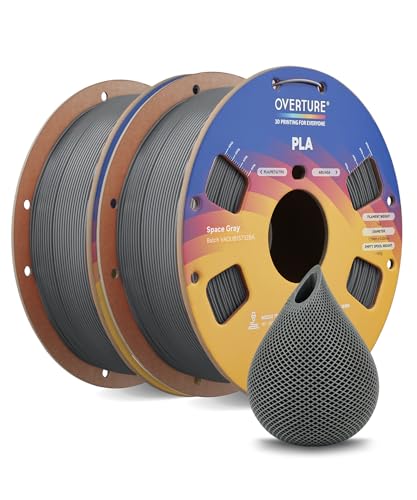 Image of OVERTURE 2KG Bundle High Speed PLA Filament 1.75mm, Neatly Wound 3D Printer Filament 2 Pack 1kg Spool (2.2lbs) Rapid PLA, Fit Most FDM 3D Printers (Space Grey 2-Pack)