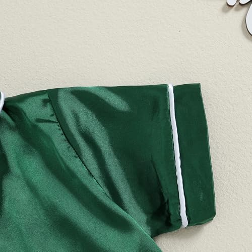 Toddler Kids Girl Silk Pajamas Baby Ruffled Sleeve Button Down Satin Silk Pjs Sleepwear Loungwear Shorts Set4