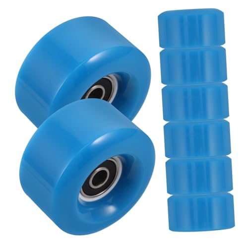 HONMEET 1set Double Row Roller Skate Wheels Non-Illuminating Pu Replacement Wheels Spanner for Inline Skates and Quad Suitable for Ages Easy Installation