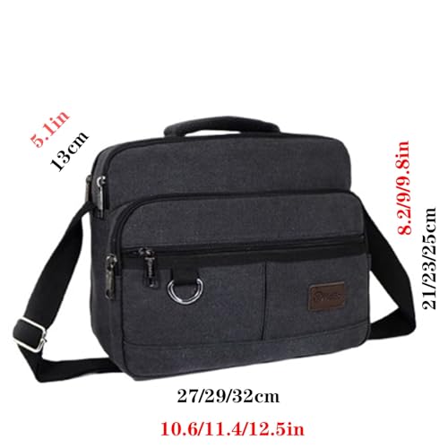 Casual Shoulder Bag, Canvas, Rectangle, Vintage Messenger Crossbody Bag, Multi Pocket, for Travel Work Busines, 11.4in2