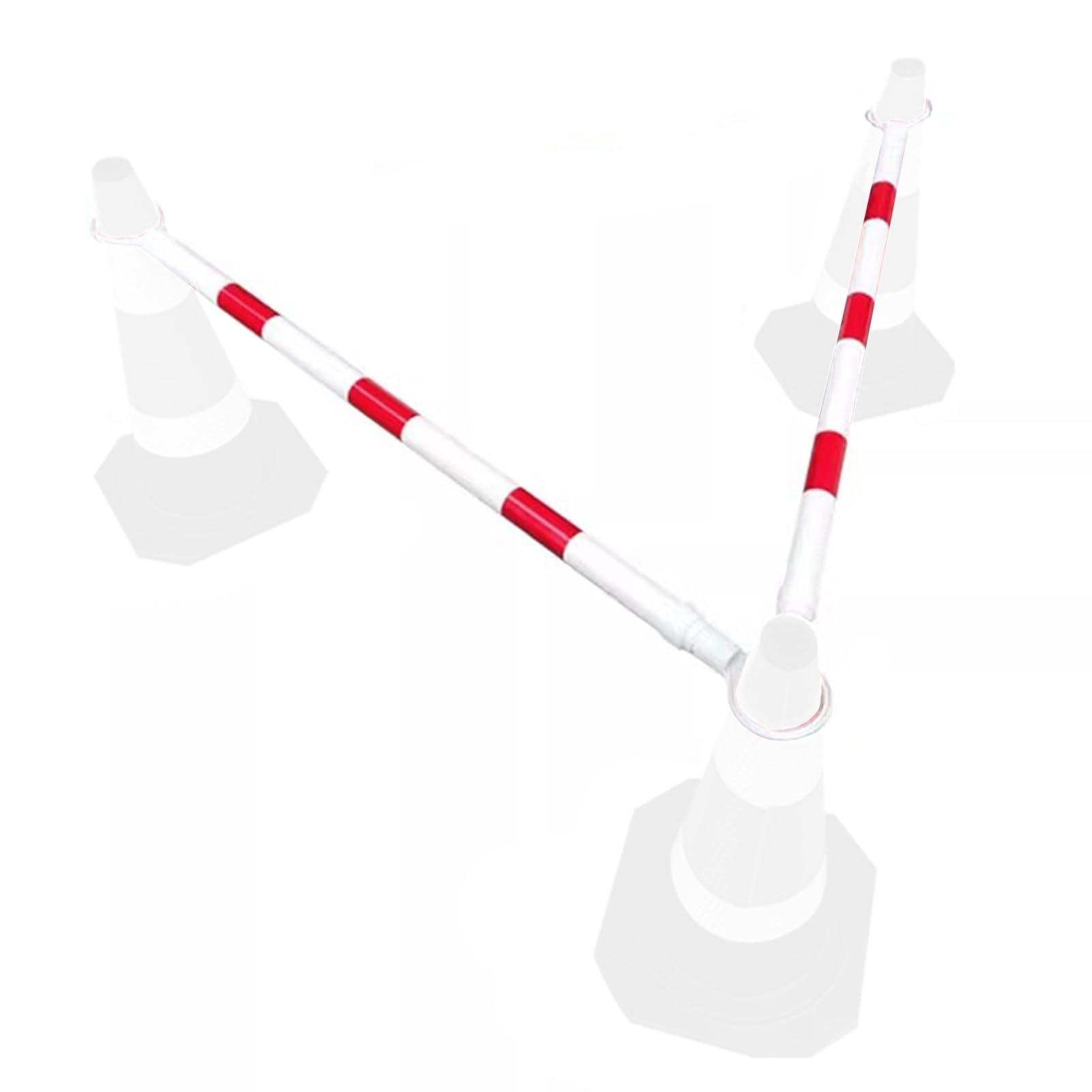 ERRULAN Traffic Cone Connectors Retractable Pole, Pack of 2, Plastic Crowd Control Barrier with White & Red Reflective Film, Warning Traffic Barricade Pole