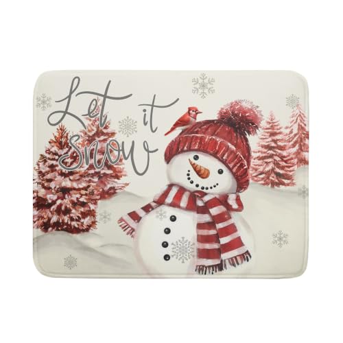 Giwawa Winter Red Snowman Microfiber Dish Drying Mat 18"x24" Large