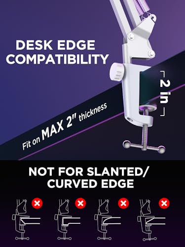 Image of InnoGear Boom Arm Microphone Mic Stand for Blue Yeti HyperX QuadCast SoloCast Snowball Fifine Shure SM7B and other Mic, Medium, White