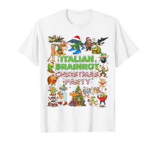 Italian Brainrot Christmas Party Brain Rot Meme Xmas Kids T-Shirt
