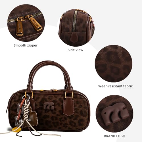 Bolso Boston Leopardo para Mujer en Cuero Sintético Retro Mini Tote miniatura 7