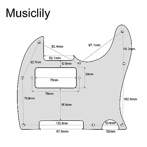 Musiclily 8 Hole Humbucker Tele Pickguard HH Scratch Plate for Fender USA/Mexican Standard Telecaster Modern Style Electric Guitar,3Ply Mint - Image 2