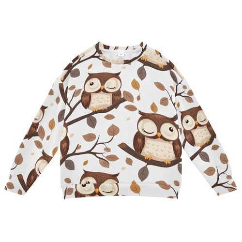 JUNZAN Cute Cartoon Owls Kids Boys Hoodie Sweatshirt Fleece Boys Sweat Shirt Camping 4T
