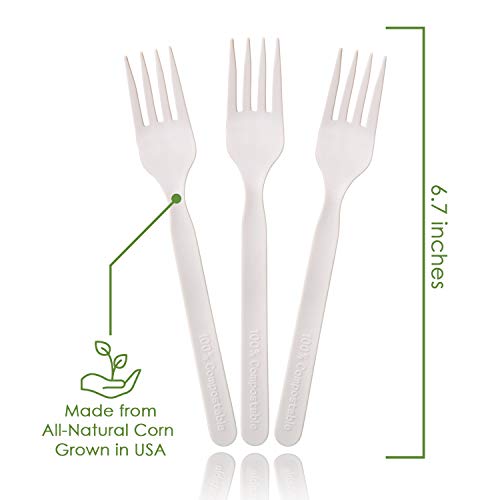 Ecovita 100% Compostable Forks - 500 Large Disposable Utensils (7 in.) Bulk Size Eco Friendly Durable and Heat Resistant Alternative to Plastic Forks with Convenient Tray by Ecovita - Image 3