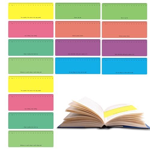 Benaewa 16 Pcs Reading Ruler Overlays for Dyslexia, Coloured Dyslexia Aids for Visual Stress, Reading Guided Strips with Encouragement Words