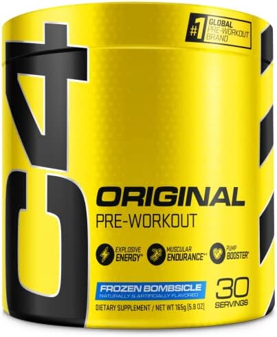 Cellucor C4 Original Pre Workout Powder Frozen Bombsicle Sugar Free Preworkout Energy for Men & Women 150mg Caffeine + Beta Alanine + Creatine - 30 Servings (Packaging May Vary)