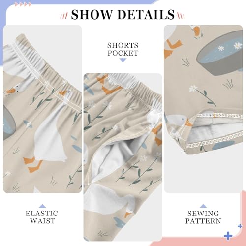 Goose Drinking Water Boys Long Pants Soft Trousers Elastic Waist Kids Lounge Bottoms with Pockets S-XL4