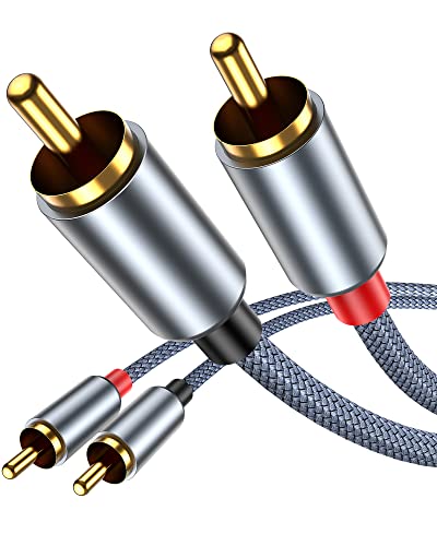 Highwings Cinch Kabel RCA Stereo Audiokabel [1.8M Hi-Fi], 2xCinch Stecker auf 2xCinch Stecker Chinch Kabel Flexibel Nylon Geflochtenes für Subwoofer/Phono/Verstärker/Heimkino/HDTV/Blu-Ray Player usw Cover