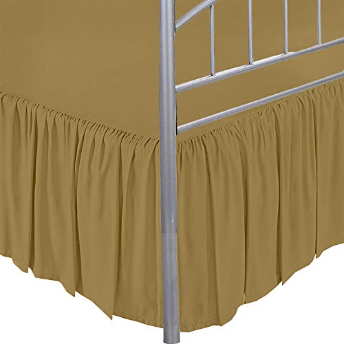 LINEN BEDDING Taupe Solid Queen Ruffled Bed Skirt 21 Inch