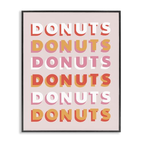 'Orange Pink Donuts Text Pattern Design'| Framed Giclee Art