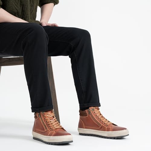 Image of Jousen Mens Casual Shoes Premium Leather Side Zipper High Top Boots Fashion Sneakers for Men