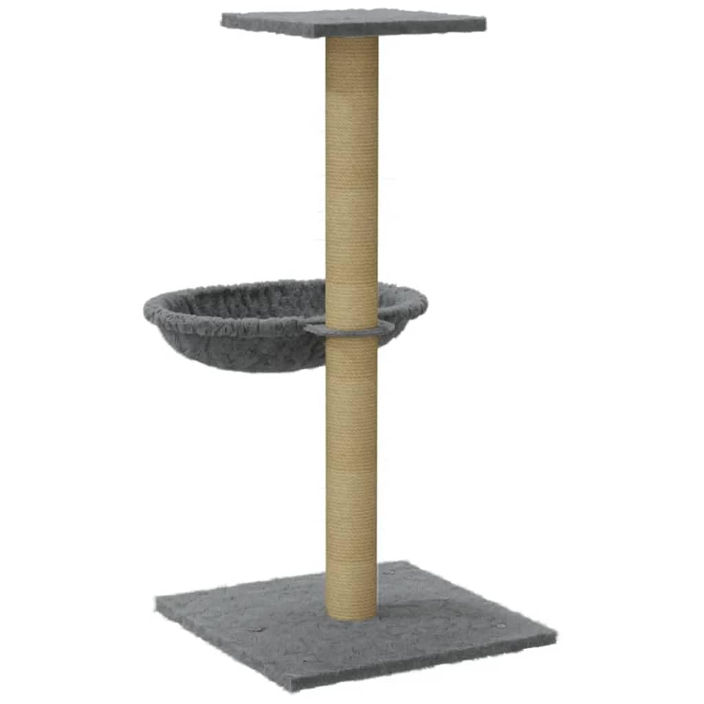 Árbol rascador con cueva y hamaca, 74 cm | Torre de escalada compacta para el salón con un acogedor hueco para tumbarse y una robusta placa de suelo de madera.