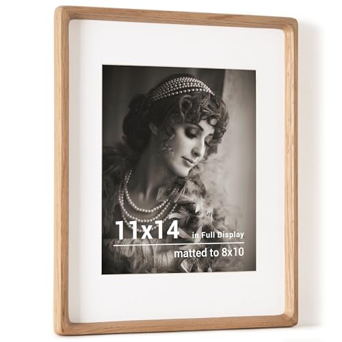 11x14インチ 木製フォトフレーム 8x10マット付き 手作り丸角