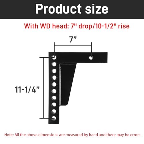 Image of 17123 Replacement Weight Distribution Hitch Shank | 2-Inch Receiver 7-Inch Drop, 10-1 /2-Inch Rise