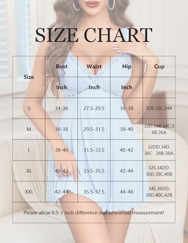 Image of Avidlove Womens Nightgown Sexy Lingerie Sleepwear Lace Chemise Modal Babydoll Slip Nighties