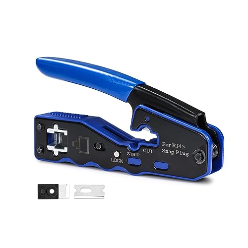 Image of 6COMGIGA All-in-one RJ45 Crimp Tool,Pass Through Ethernet Crimper for Cat5e Cat6 Cat6a 8P8C Modular Connector