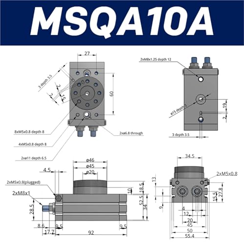 Vérin pneumatique rotatif MSQB10A avec angle réglable 0-190° - 3