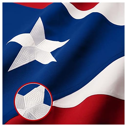 G128 Puerto Rico Puerto Rican Flag | 6x10 Ft | StormFlyer Series Embroidered 220GSM Spun Polyester | Embroidered Design, Indoor/Outdoor, Brass Grommets, Heavy Duty, All Weather