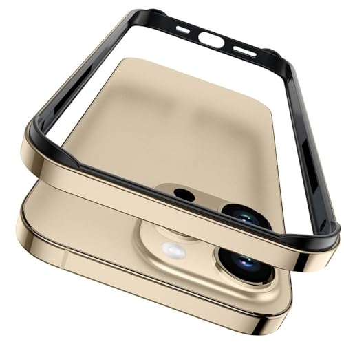 Coque de protection en métal iPhone 16 Plus doré avec cadre antichoc pour iPhone 14 et 13 Mini