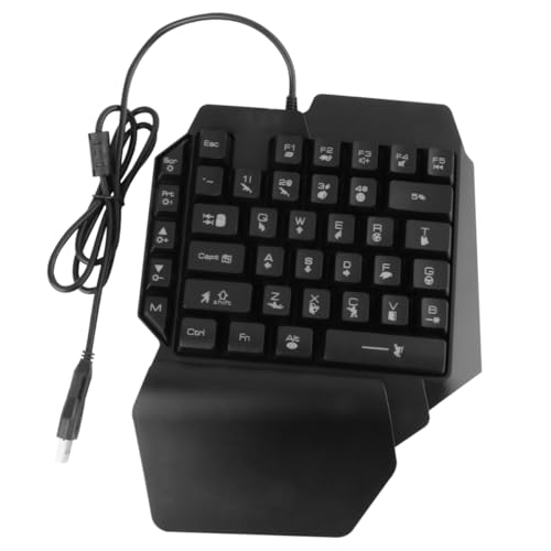 EXCEART Teclado Mecánico para Juegos Mano para Zurdos, Retroiluminado RGB, Compacto y Ligero, Diseño Ergonómico, Uso En Pc y Portátil, Color Negro, 1 Unidad