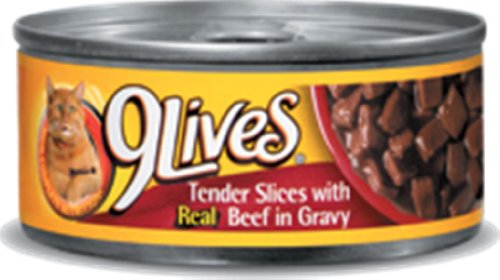 9 Lives Tender Slices Beef with Gravy Dinner Canned Cat Food 5.50 oz, 4-Count (Pack of 6)