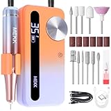 MEKK Nail Drill Kit,35000RPM Electric Nail Drill Professional Electric Nail File with 12PCS Bits,Anti-Shaking Cordless E Filer for Nails,Home & Salon(Orange Blue)