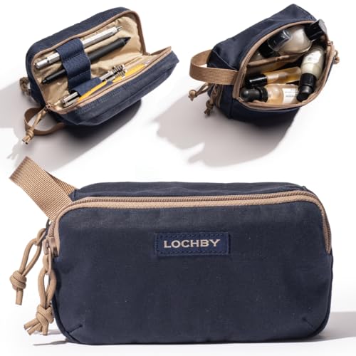 LOCHBY Mini Venture Pouch | Multipurpose Tactical Mini Tool Bag | Water Resistant Waxed Canvas | Dual-Sided Zipper Pouch | for Motorcycle Bike EDC Pen Pencil Art Tech & Travel