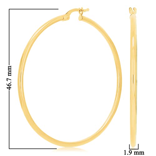 Image of Italian 14k Yellow Gold High Polished Round Hoop Earrings