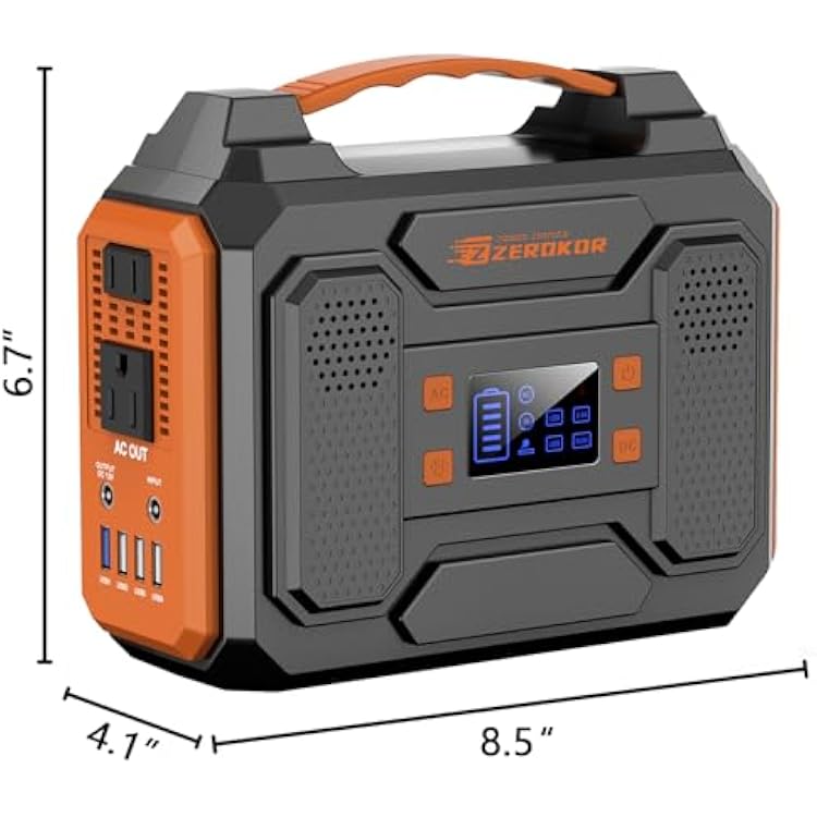 Portable Solar Generator, 300W Portable Power Station with Foldable 60W Solar Panel,110V Pure Sine Wave 280Wh Battery Power Pack with USB DC AC Outlet for Camping Smart Devices RV Van Outdoor-Orange