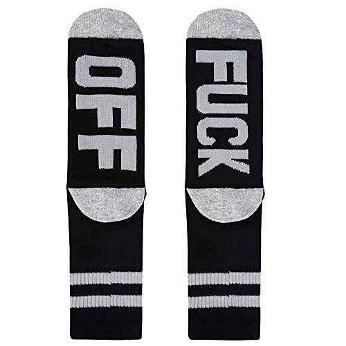 Women's Fuck Off Socks Funny Cotton Casual Novelty Crew Ribbed Gift Dress Tube Stocking,Funky Sports Socks For Men Women