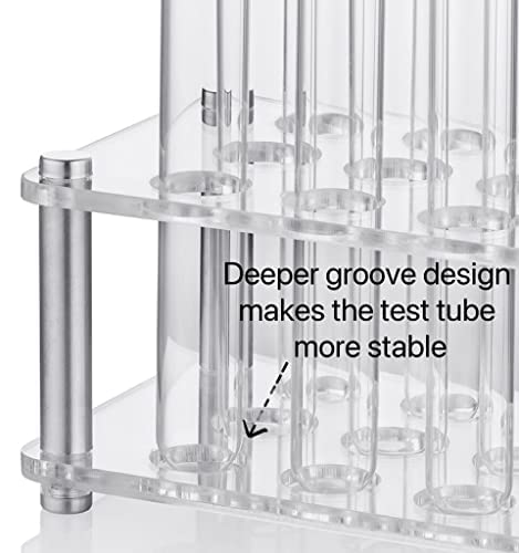 Ackers Science 12Pcs 25×150mm(50ml) Glass Test Tubes with Cork Stoppers | 1 Rack of Acrylic Material