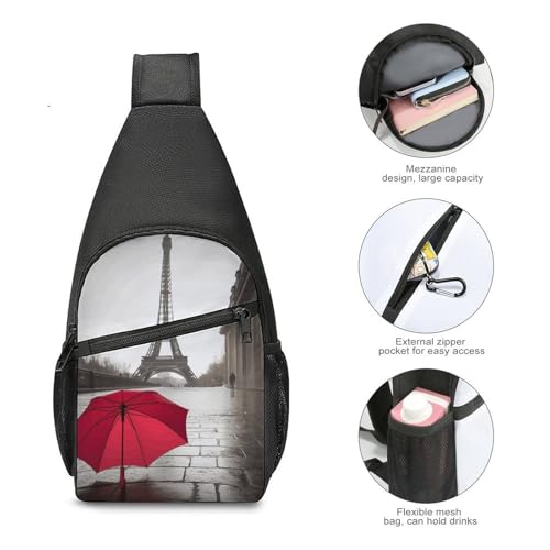 Bolso tipo sling ligero para senderismo y viaje rojo miniatura 5