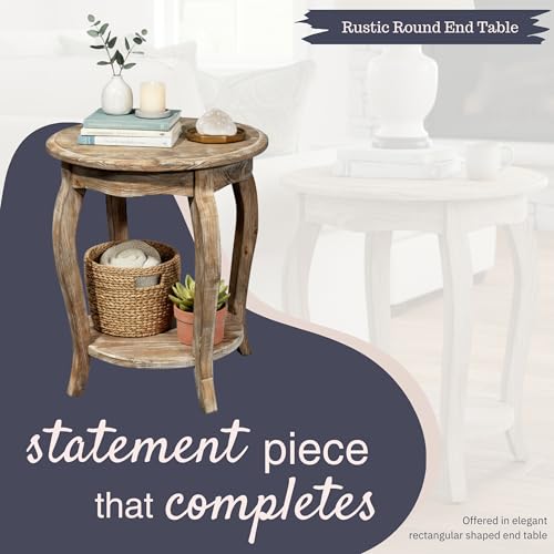Alaterre Furniture Rustic 20 Inch Round End Table, Driftwood Finish by Alaterre Furniture - Used condition - Image 4