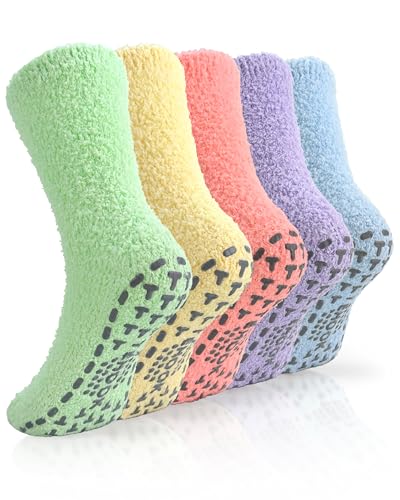Image of TEHOOK Warm & Cozy Gifts for Women, Fluffy Fuzzy Plush Sleeping Slipper Socks - Soft Warm Fabric