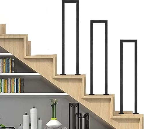 Rampe d'escalier carrée antidérapante en métal noir de haute sécurité